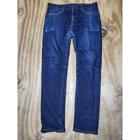 uniqlo selvedge jeans Men 32x32 Cotton Denim Blue raw Slim Straight @G5 - Picture 2 of 9